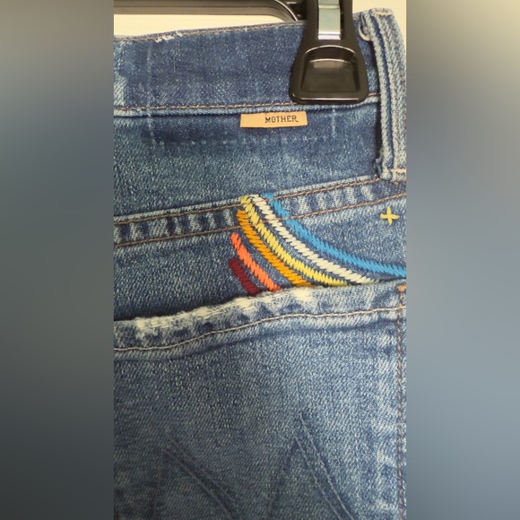 MOTHER Superior The Rambler Sneak Jeans Running With Scissors Size 24 $350 - Picture 9 of 11